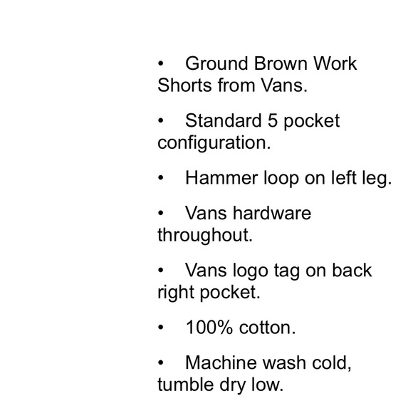 Vans Ground Brown Work Shorts - Picture 11 of 12